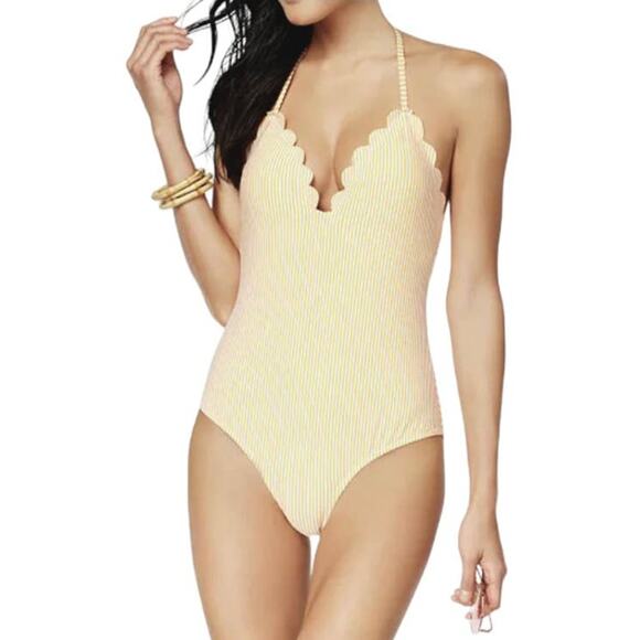Jessica Simpson Scalloped Halter One-Piece Swimsuit - Picture 1 of 11